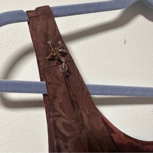 ODILLE Anthropologie NWT Brown Floral Jacquard Tie Front A-Line Dress Size 2 - Picture 13 of 16